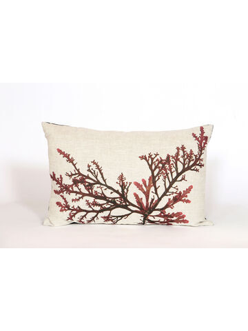 Seaweed Print Linen Oblong Cushion Cover - Purple Royal Fern Weed