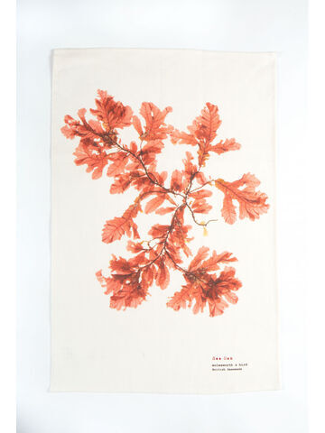 Seaweed Print Linen Tea Towel - Sea Oak