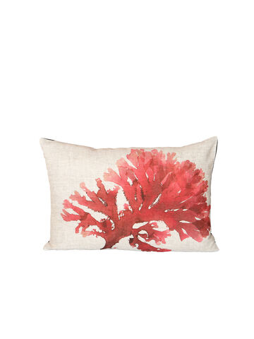 Seaweed Print Linen Oblong Cushion - Fine Veined Crinkle Weed