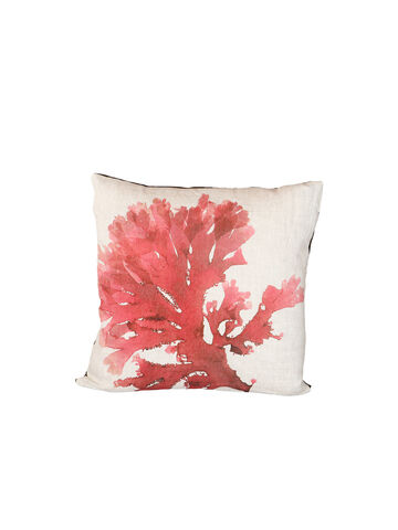 Seaweed Print Linen Square Cushion - Fine Veined Crinkle Weed