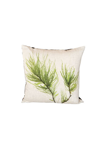 Seaweed Print Linen Square Cushion - Gut Weed A