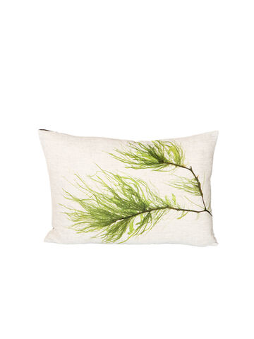 Seaweed Print Linen Oblong Cushion - Gut Weed A