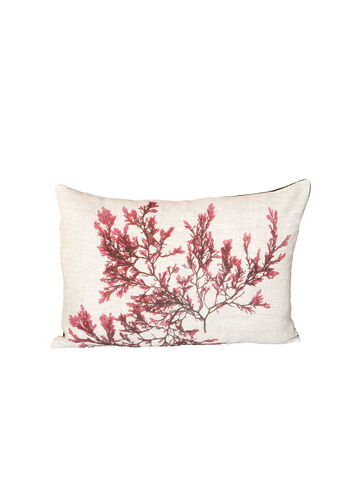 Seaweed Print Linen Oblong Cushion - Winged Weed