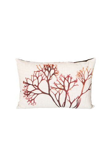 Seaweed Print Linen Oblong Cushion - Irish Moss