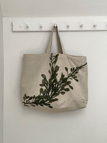 Seaweed Print Linen Union Tote Bag - Egg Wrack