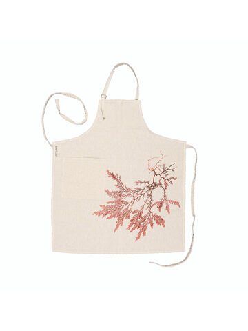 Seaweed Print Linen Apron - Red Comb Weed