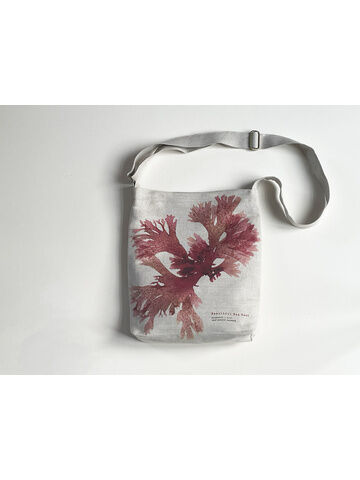 Seaweed Print Linen Shoulder Bag - Beautiful Fan Weed