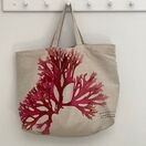 Seaweed Print Linen Union Tote Bag - Beautiful Fan Weed additional 1