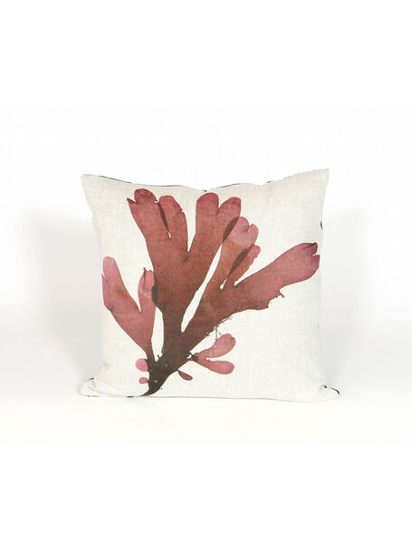 Seaweed Print Linen Square Cushion Cover - Dulse