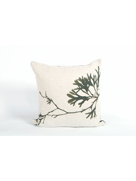Seaweed Print Linen Square Cushion Cover - Bladder Wrack B