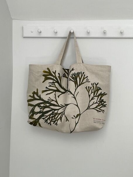 Seaweed Printed Linen Union Tote Bag - Bladder Wrack