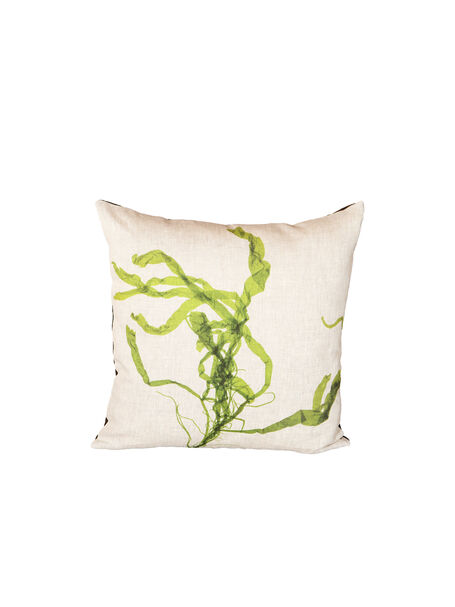 Seaweed Print Linen Square Cushion - Gut Weed B