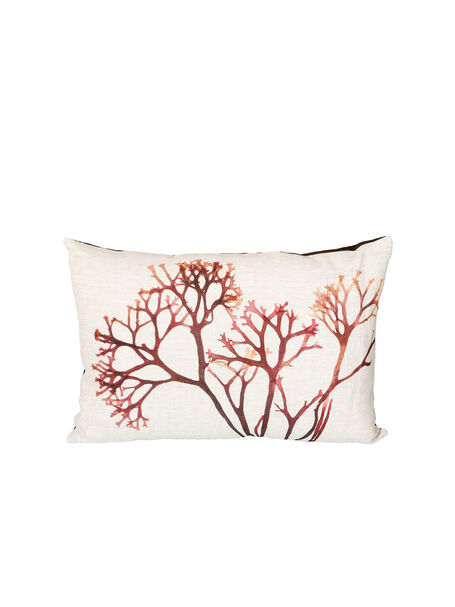 Seaweed Print Linen Oblong Cushion Cover - Irish Moss