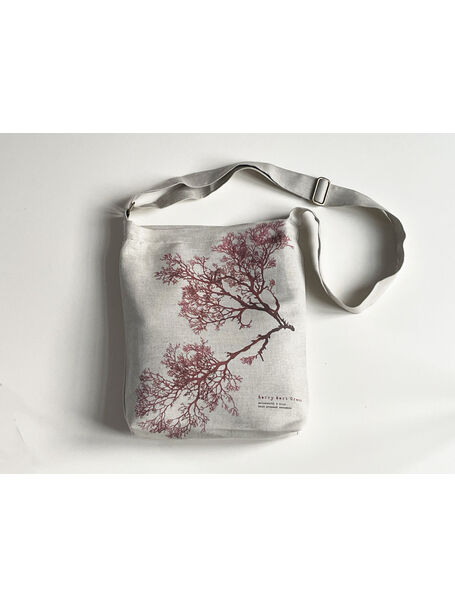 Seaweed Print Linen Shoulder Bag - Berry Wart Cress